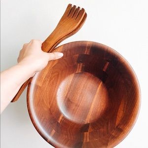 Wood salad bowl set